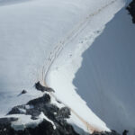 Chinstrap Penguins trailing up the mountain to their colony. (image by Michael O'Clery)